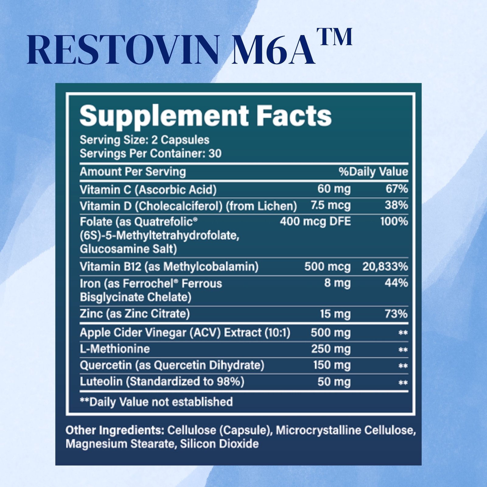 Restovin M6A supplement facts